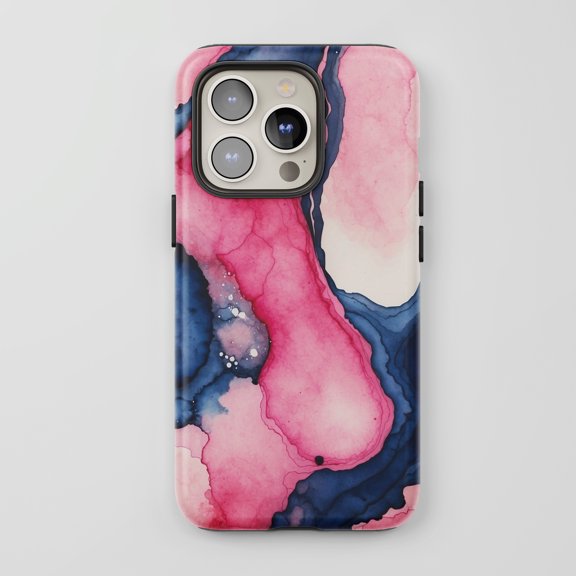 Alcohol Ink For All iPhone Series Protective Phone Case Abstract Pink Blue