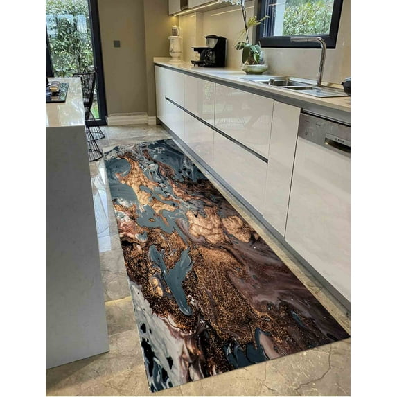 Alcohol Ink Rugs, Luxury Rugs, Shimmery Rug, Personalized Rugs, Hallway Rugs, Living Room Rugs, Marble Rug, Runner Rugs, Printed Rug, 3.3'x6.5' - 100x200 cm