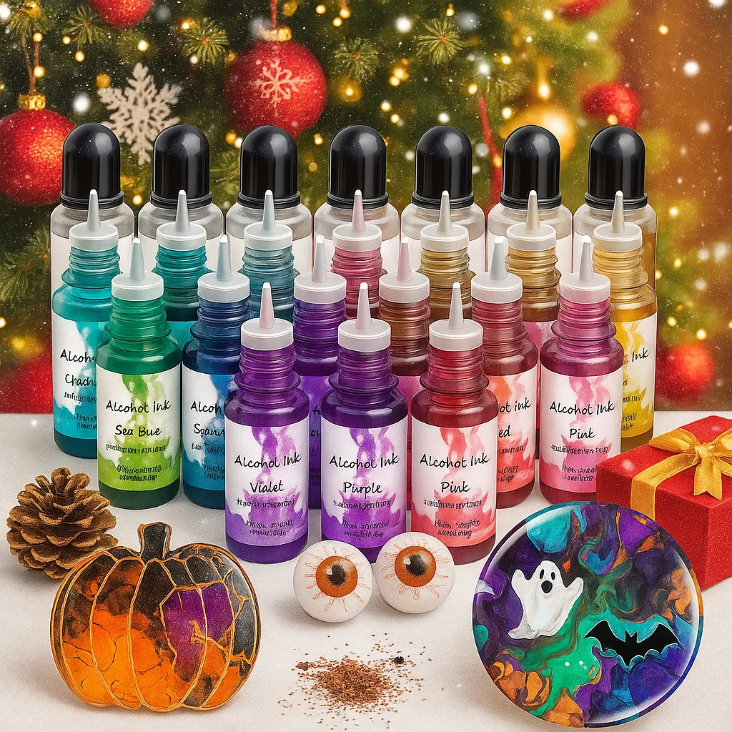 Alcohol Ink Set 24/12 Vibrant Colors Resin Dye High Concentrated Fast ...