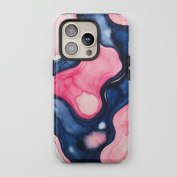 Alcohol Ink Swirl For All iPhone Series Protective Phone Case Abstract Art Pink Blue