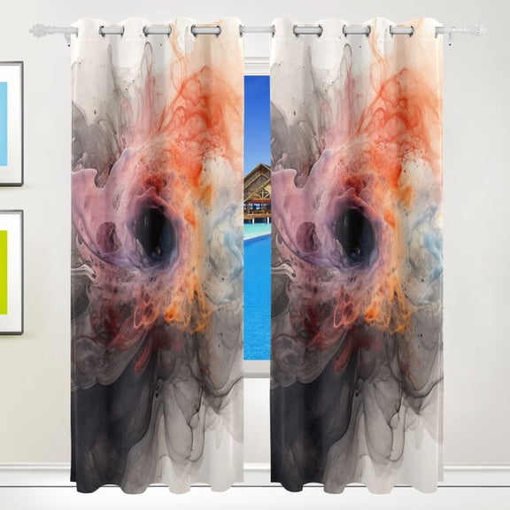 Alcohol Ink Tie Dye Blackout Curtains 84 inch Length 2 Panels Grommet Drapes for Bedroom Living Room 84x55