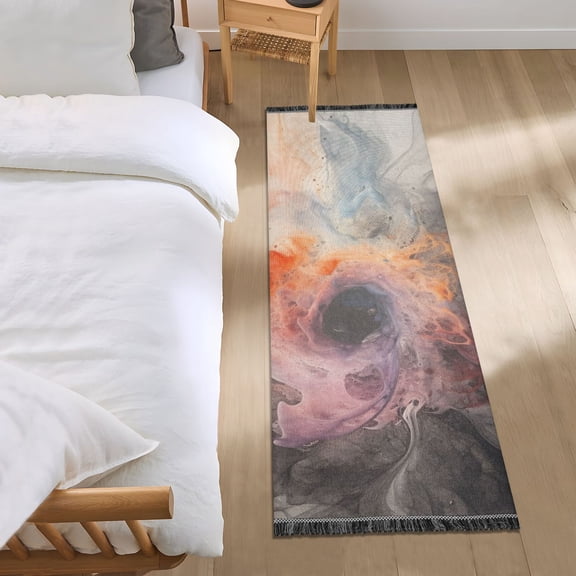 Alcohol Ink Tie Dye Runner Area Rug 2x6 Soft Non-Slip Washable Bedside Carpet for Hallway Bedroom Living Room Home Decor