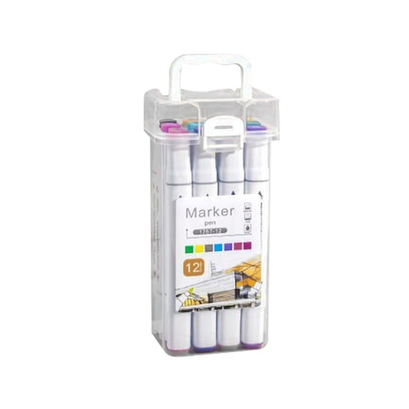 Alcohol Marker Set 12 Colors Dual-Tip Art Pens for Coloring Drawing DIY Projects A