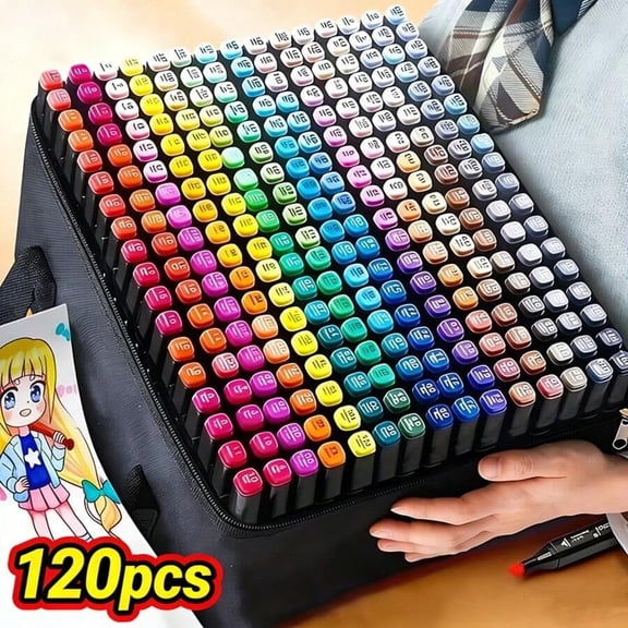 Alcohol Markers 168 Colors Dual Tip Brush & Fine Permanent Art Marker Set, Big Marker Set with Organizing Case for Drawing, Sketching, Anime, Coloring