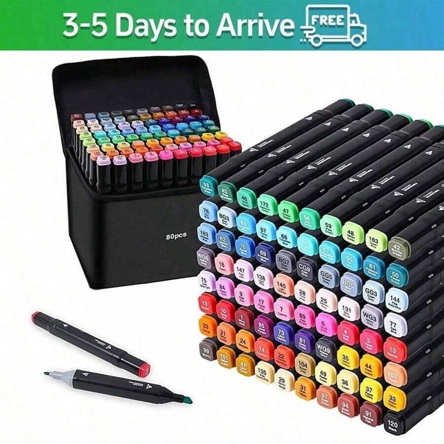 Alcohol Markers 168 Colors Dual Tip Brush & Fine Permanent Art Marker Set, Big Marker Set with Organizing Case for Drawing, Sketching, Anime, Coloring