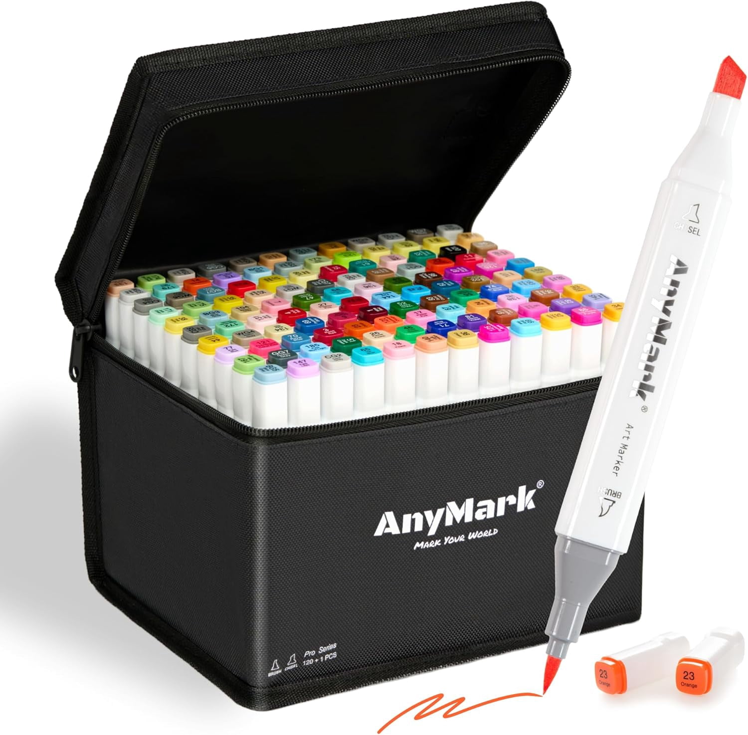 Alcohol Markers Brush Tip, 120+1 Colors Dual Tip Brush & Chisel Alcohol-Based Art Markers Set with Case for Adult Artists Drawing Coloring