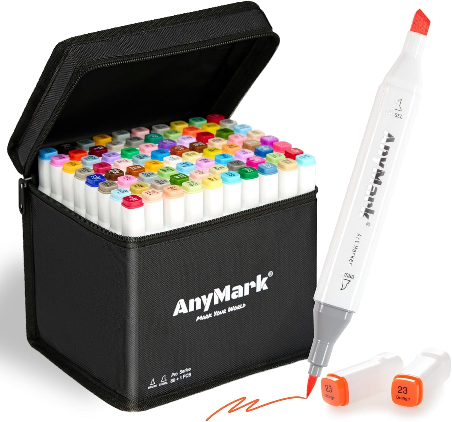 Alcohol Markers Brush Tip, 80+1 Colors Dual Tip Brush & Chisel Alcohol-Based Art Markers Set with Case for Adult Artists Drawing Coloring
