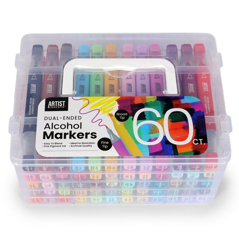 Artist Concepts Dual-Ended Alcohol Markers Set with Plastic Case