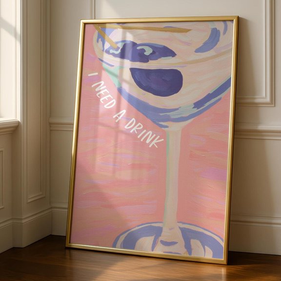 Alcohol Poster - Kitchen Art - Kitchen Decor - Champagne Print - Party Decor