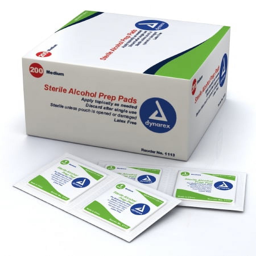 Alcohol Prep Pad Dynarex Isopropyl Alcohol,  70% Individual Packet Medium Sterile Pack of 400 - image 1 of 3