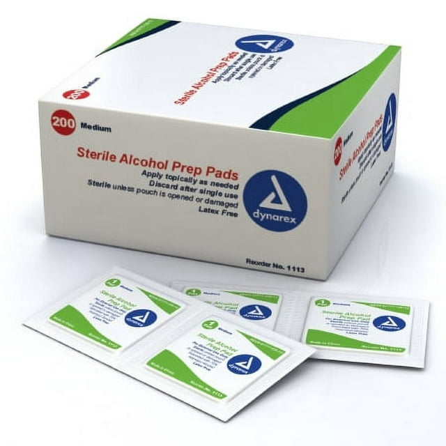 Alcohol Prep Pad Dynarex Isopropyl Alcohol,  70% Individual Packet Medium Sterile Pack of 400