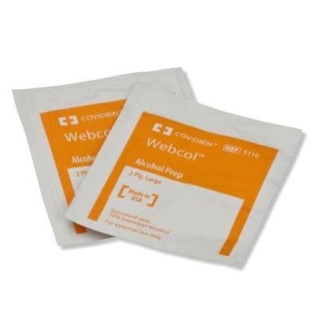 Alcohol Prep Pad Webcol Isopropyl Alcohol, 70% Individual Packet Sterile Large 200/Box - 4 Pack (800 Count)