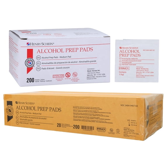 Henry Schein Large 2-Ply Alcohol Prep Pads, Sterile 70% Isopropyl Alcohol Wipes, 4000 Count