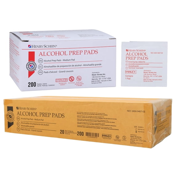 Alcohol Prep Pads, Medium, 2-ply, Sterile, 1 Case of 4000 (20 Boxes of 200)