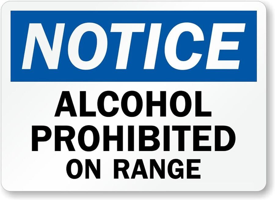 Alcohol Prohibited On Range Weatherproof Metal Aluminum Sign Size: 16 x ...