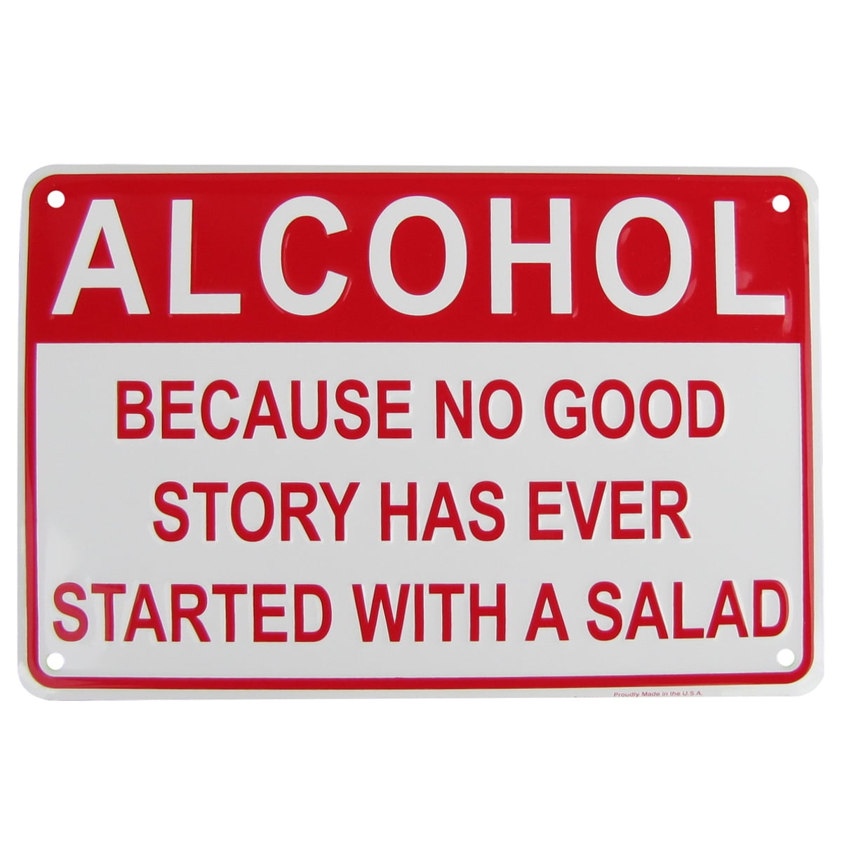 Alcohol Salad Funny Embossed Aluminum Sign Novelty US Made Bar Pub Wall Decor Alcohol Salad Funny Embossed Aluminum Sign Novelty US Made Bar Pub Wall Decor