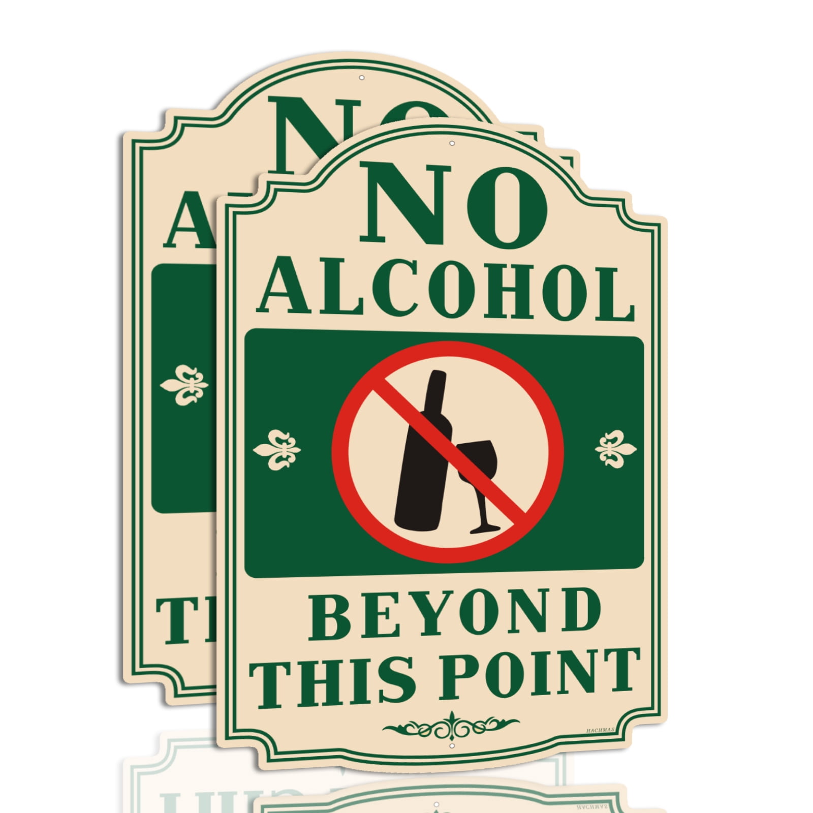 No Alcohol Sign 2-Pack – 12 x 8