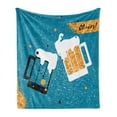 thumbnail image 1 of Alcohol Soft Flannel Fleece Blanket, 2 Beer Mugs Clinking Toasting to Cheers Traditional Oktoberfest Celebration Theme, Cozy Plush for Indoor and Outdoor Use, 50" x 70", Multicolor, by Ambesonne, 1 of 5