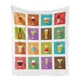 thumbnail image 1 of Alcohol Soft Flannel Fleece Blanket, Modern Graphic Composition of Alcoholic Beverages Hard Liquors in Square Tile Print, Cozy Plush for Indoor and Outdoor Use, 50" x 60", Multicolor, by Ambesonne, 1 of 5