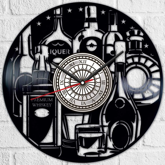 Alcohol Vinyl Record Wall Clock Retro style Wall clock Silent Home Decor Unique Art Special Home Accessories Creative Personality Gift