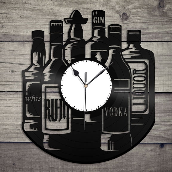 Alcohol Vinyl Wall Clock Souvenir Home Living Room Anniversary Decoration Vintage Design Office Bar Room Home Decor