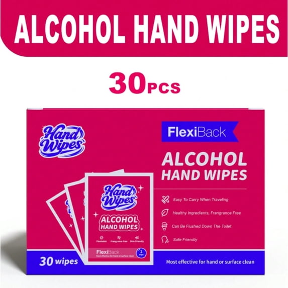Alcohol Wipes - On-The-Go Flushable Wipes - 2 Pack, 60 Wipes - Unscented Extra-Large Individually Wrapped Adult Wet Wipes