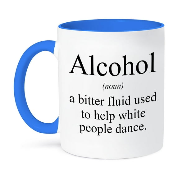 3dRose, Alcohol noun a bitter fluid used to help white people dance., 15oz Two-Tone Blue Mug