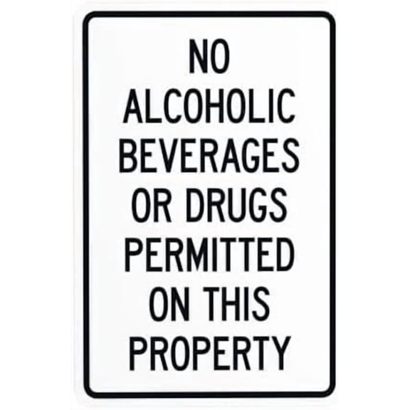 No Alcoholic Beverages Or Drugs Permitted On This Property Warning Sign, Metal Signs for Business Home Garage Street Wall Caution Custom Decor 8 x 12 Inch