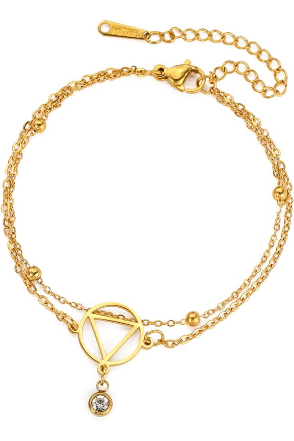 Alcoholics Anonymous AA Bracelet Circle Triangle Healing Charm Sober Recovery Jewelry New Beginnings Sobriety Gift for Women