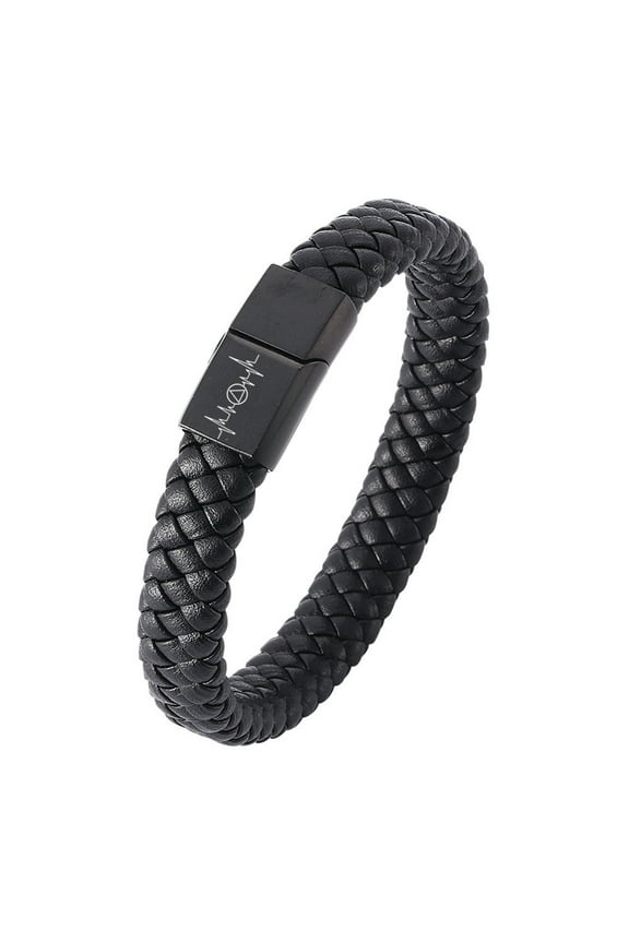 Alcoholics Anonymous AA Jewelry for Recovery, Abstinenece Sobriety Hearbeat Triangel Symbol Leather Bracelet Inspration Cuff Bangle Recovering Gifts, 8.07 inches