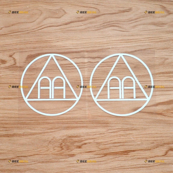 Alcoholics Anonymous AA Logo Sticker Decal Vinyl - 2 Pack White 4" - For Car Boat Laptop Cup No Background Die-cut