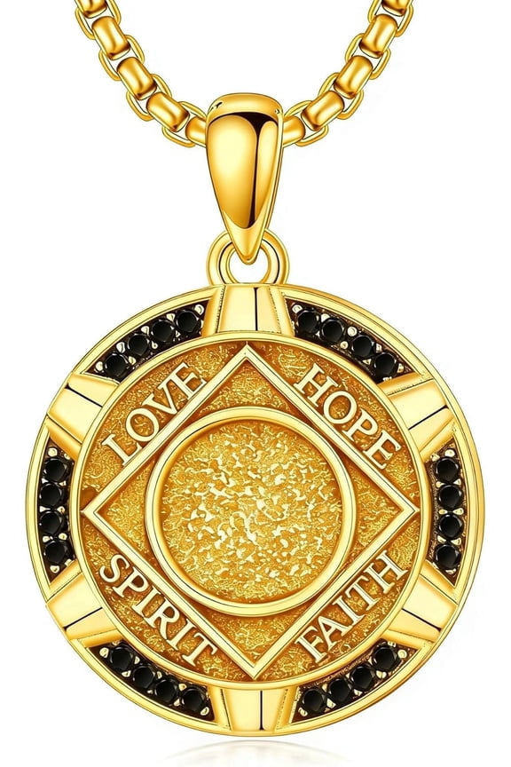 Alcoholics Anonymous Necklace 925 Sterling Silver Narcotics Anonymous Sobriety Necklaces Snake NA/AA Sobriety Gifts for Men