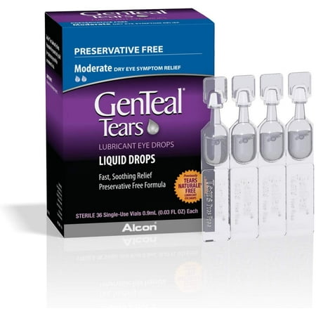 Alcon Genteal Tears Moderate Lubricant Eye Drops, Soothing Relief, 0.03Oz