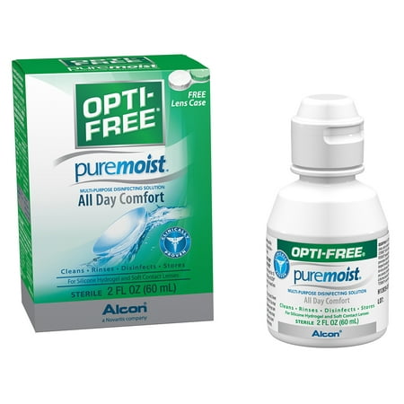OPTI-FREE Puremoist All Day Comfort Contact Lens Cleaning Solution Trial Kit for Daily Use, 2 fl oz