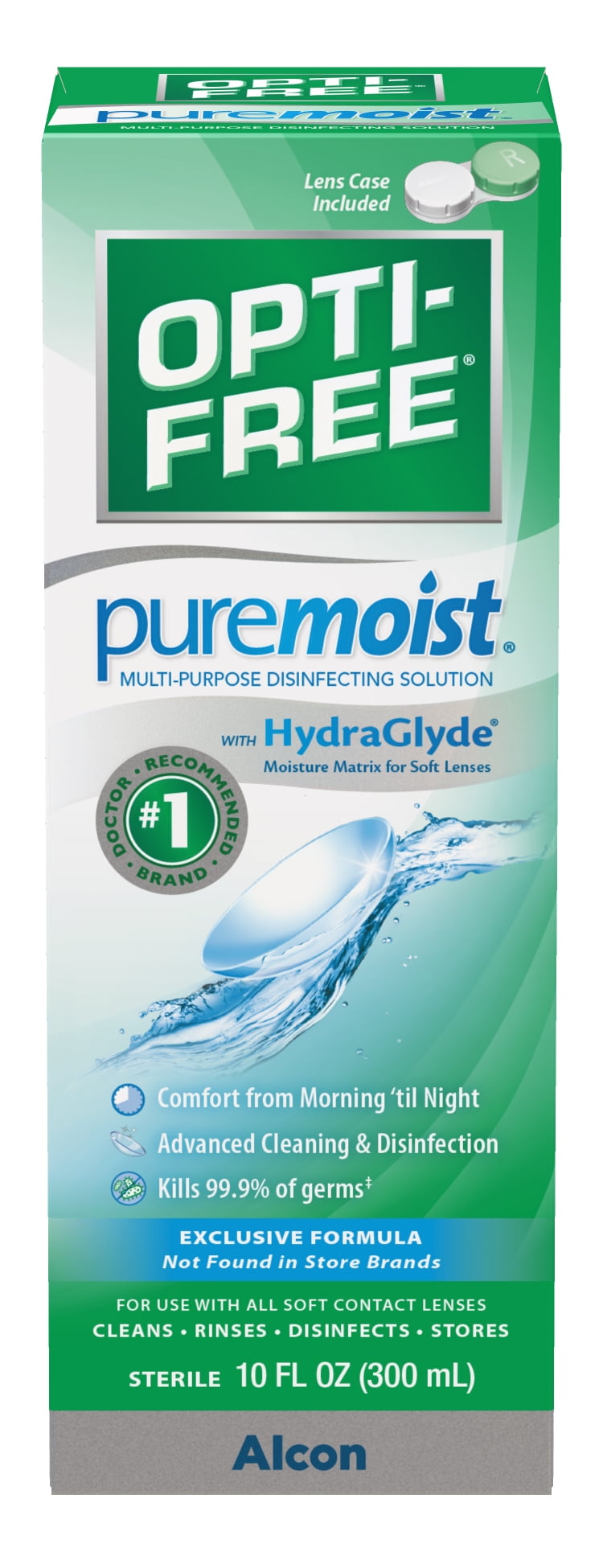 OPTI-FREE Opti Free PureMoist Contact Lens Disinfecting Liquid Solution for Daily Use, 10 oz