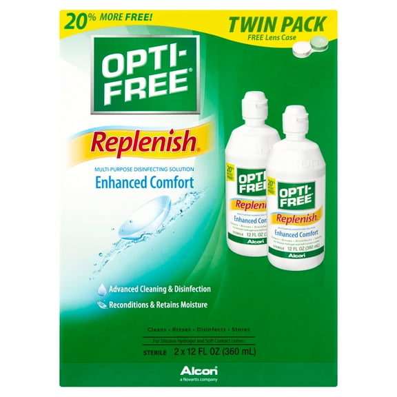 Alcon Opti-Free Replenish Multi-Purpose Disinfecting Solution, 12 Fl. Oz., 2 Pack