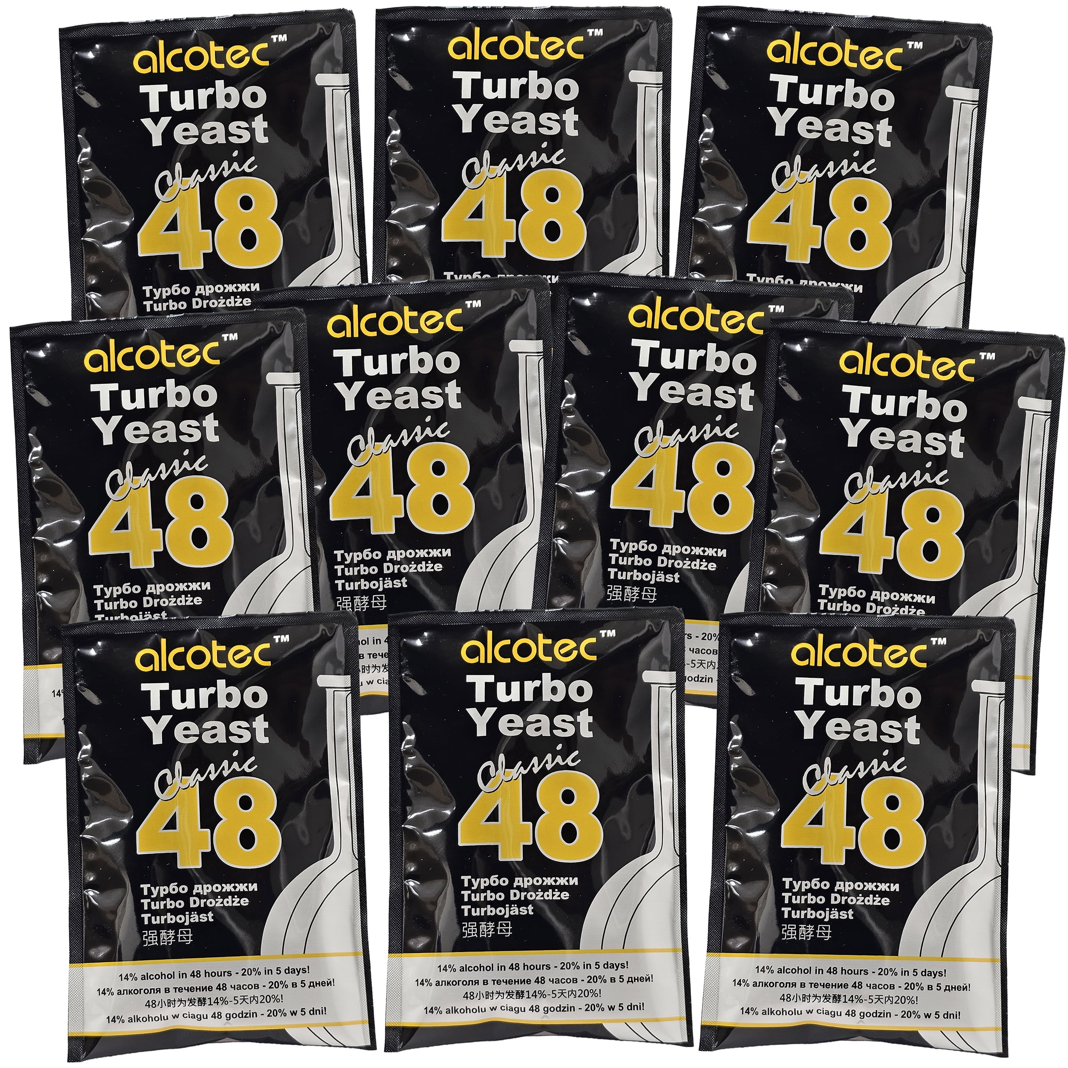 Alcotec 48 Hours Classic Turbo Yeast (Pack of 10) - Walmart.com