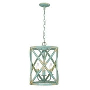 Alcott 3-Light Pendant in Teal with Antique Teal