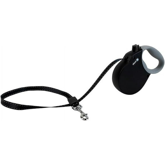 Alcott Adventure Retractable Reflective Belt Leash, 10' Long, Extra Small for Dogs Up to 25 lbs, Black with Grey Soft Grip Handle