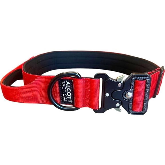 Alcott CLR MD TCT BR Tactical Dog Collar, Bright Red - Medium