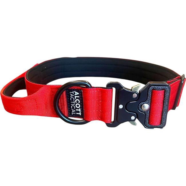 Alcott CLR XL TCT BR Tactical Dog Collar, Bright Red - Extra Large