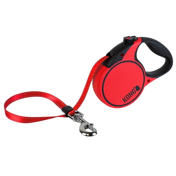 Alcott Kong Terrain Retractable Dog Leash, Large, Red, 16' Long