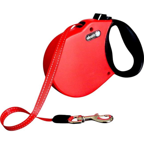 Alcott RLSH AA MD BR 16 ft. Adventure Retractable Belt Leash, Bright Red - Medium