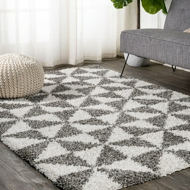 Alcudia Geometric Shag Beige/Dark Gray 5 ft. x 8 ft. Area Rug