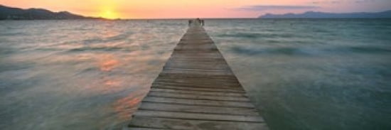 Alcudia Pier at Sunset Majorca Spain Canvas Art - Panoramic Images (36 x 12)