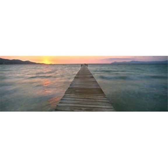 Alcudia Pier at Sunset, Majorca, Spain Poster Print by Panoramic Images (36 x 12)