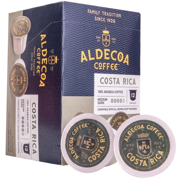 Aldecoa Costa Rica Coffee Pods, Single Origin Costa Rican Coffee, Compatible with Keurig K-Cup Brewers, Medium-Dark Roast, 72 Count Value Pack