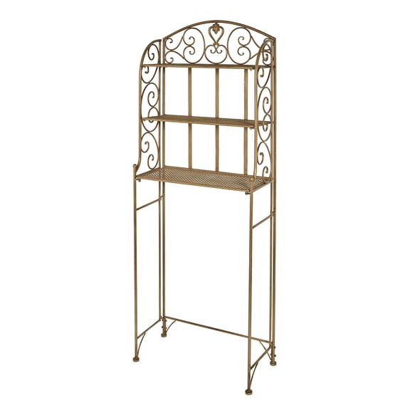 Aldabella Handcrafted Metal Over the Toilet Space Saver Storage Shelf, Satin Gold