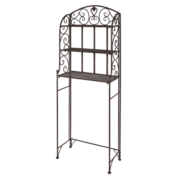 Aldabella Handcrafted Metal Over the Toilet Space Saver Storage Shelf, Tuscan Slate Brown