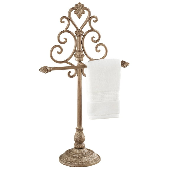 Aldabella Satin Gold Towel Stand/Jewelry Holder 13"W x 7"D x 21"H